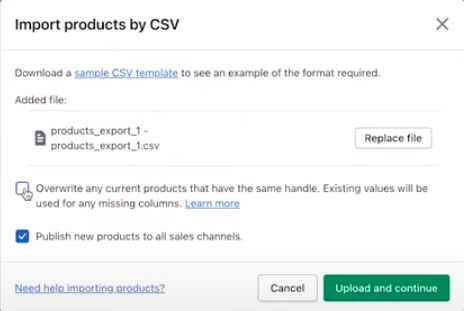 Import Products by csv