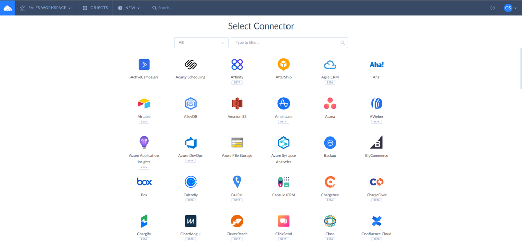 Select connector in Skyvia