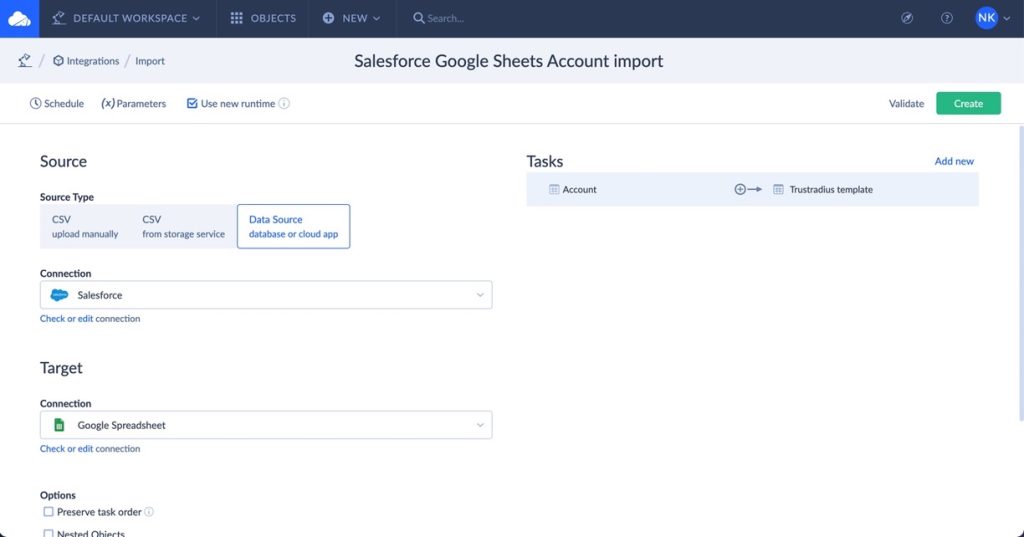 Salesforce to Google Sheets by Skyvia