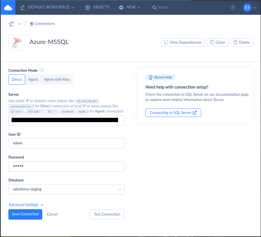 Azure SQL connector by Skyvia