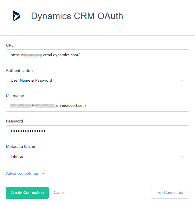 Dynamics connection by Skyvia