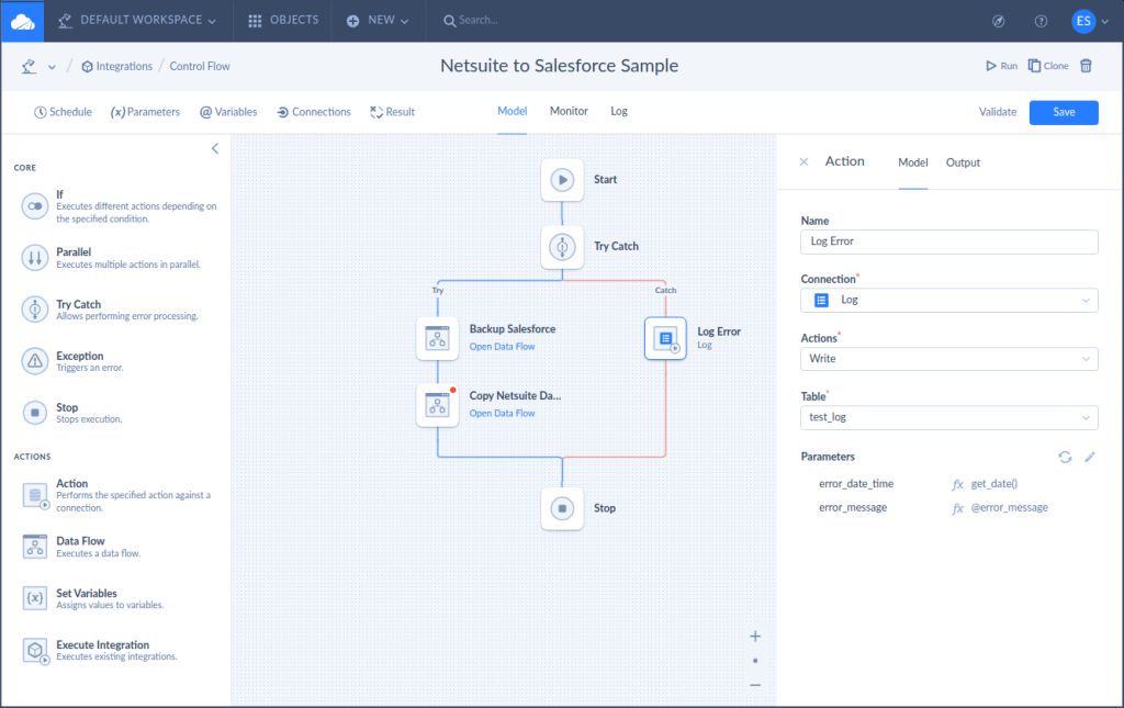 Log error monitoring by Skyvia