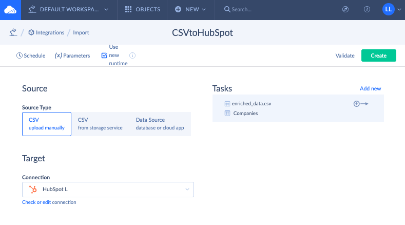 CSV to HubSpot data import by Skyvia