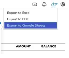 Export to Google Sheets menu