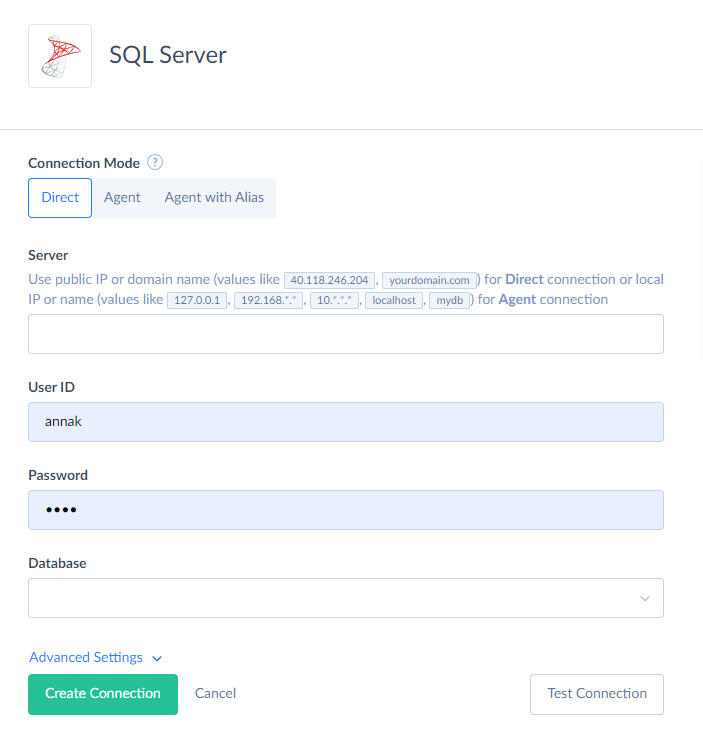 SQL Server connection by Skyvia