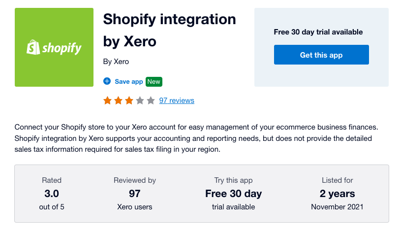 Shopify integration by Xero
