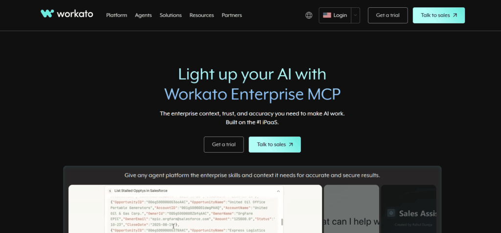 Workato Homepage Workato