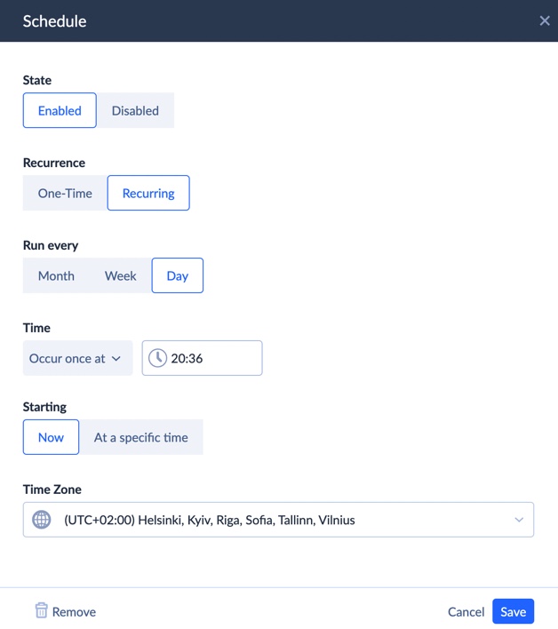 schedule by Skyvia