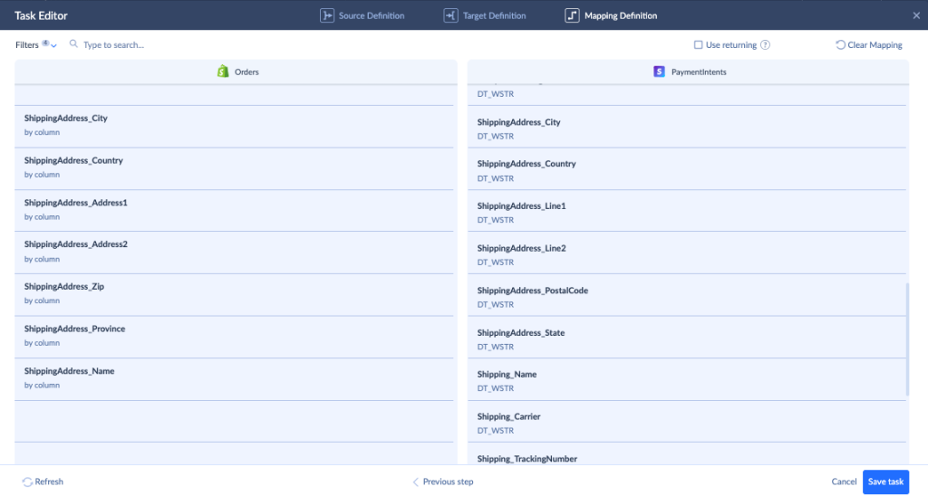 Stripe Shopify mapping