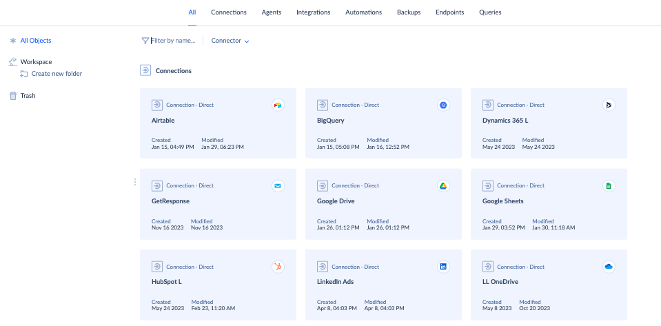 Skyvia dashboard