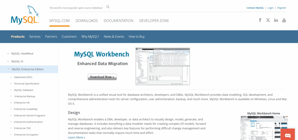 MySQL Workbench Homepage MySQL Workbench
