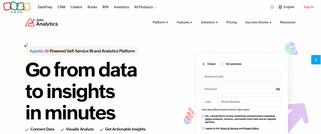 Zoho Analytics Homepage Zoho Analytics