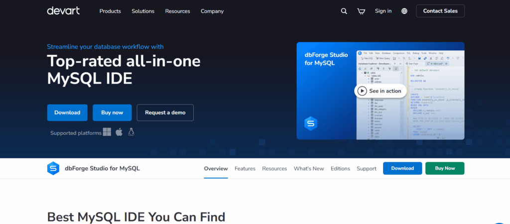 dbForge Studio for MySQL Homepage dbForge Studio for MySQL