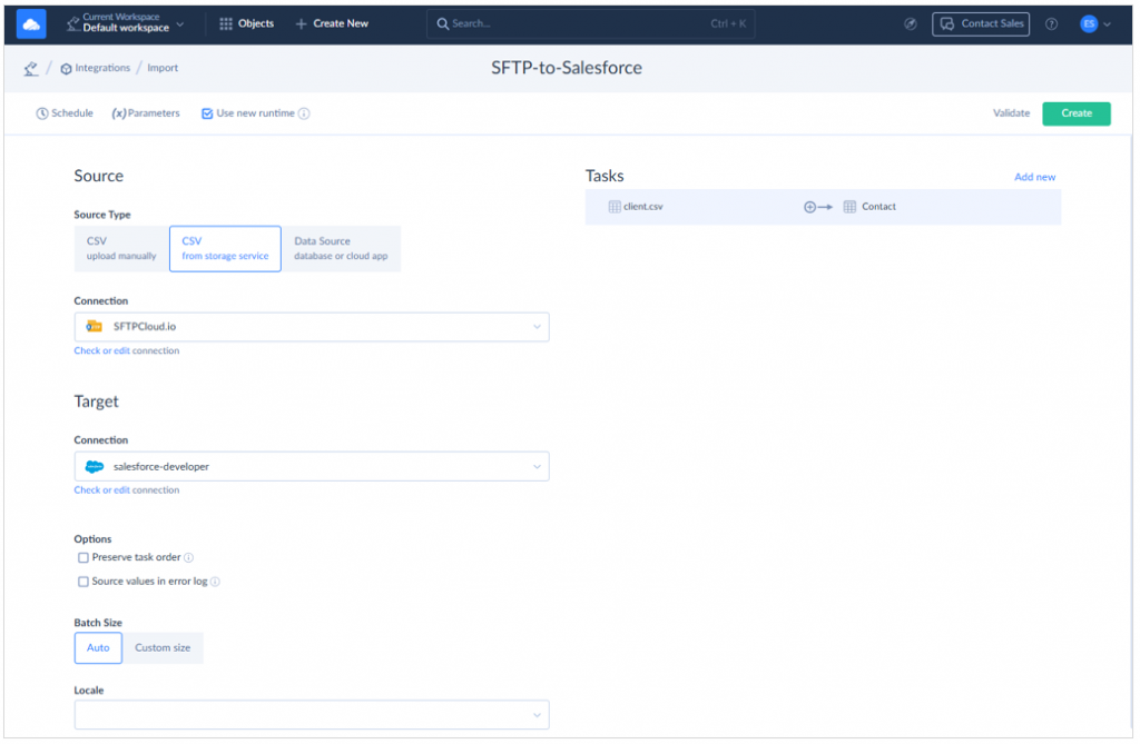 CSV from SFTP to Salesforce by Skyvia