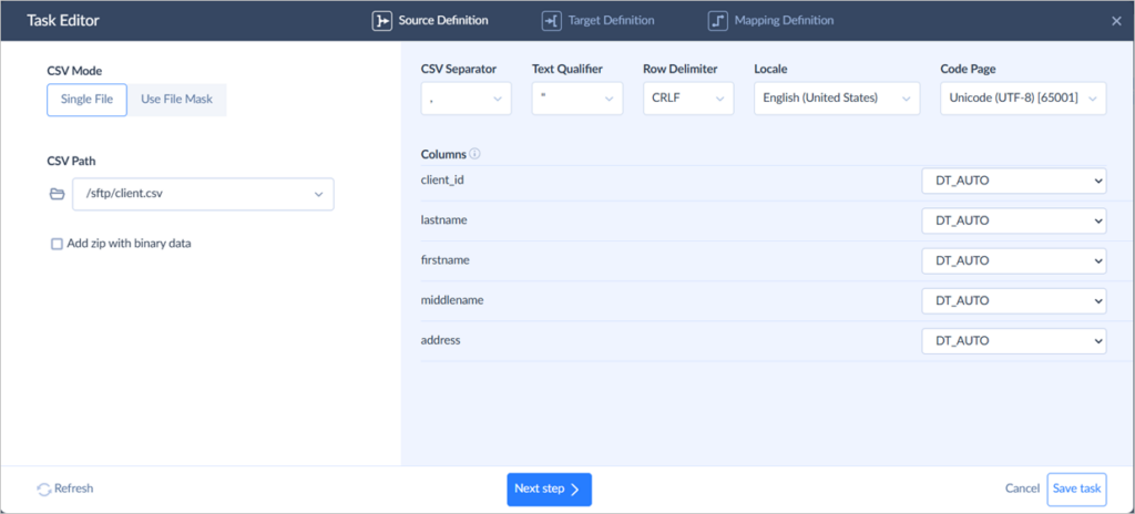 CSV import by Skyvia