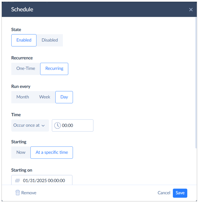 schedule option by Skyvia