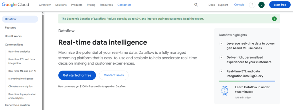 Google Cloud Dataflow home page Google Cloud Dataflow