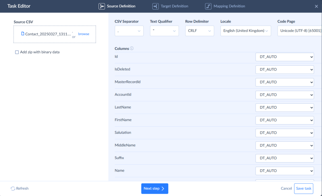 Task editor Skyvia