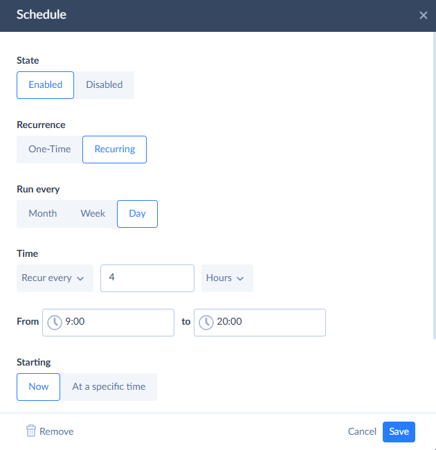 Skyvia schedule
