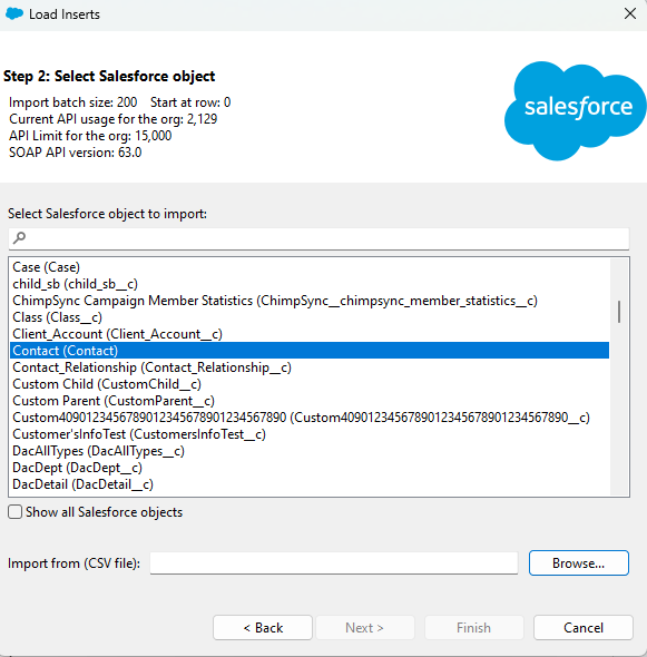 Select Salesforce object