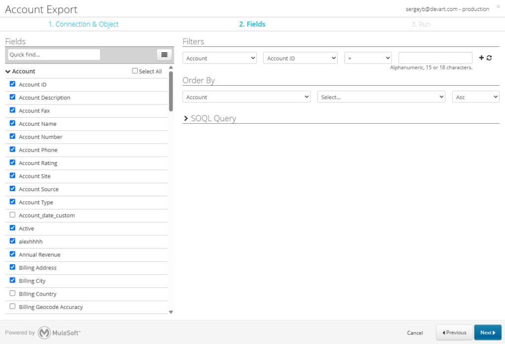 Account export