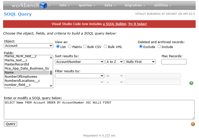 workbench SOQL query