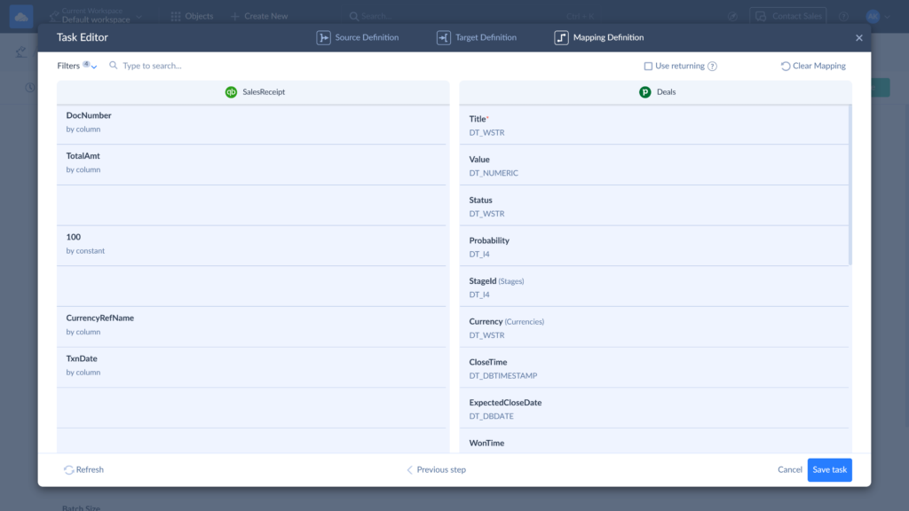 Data Mapping Pipedrive and QuickBooks