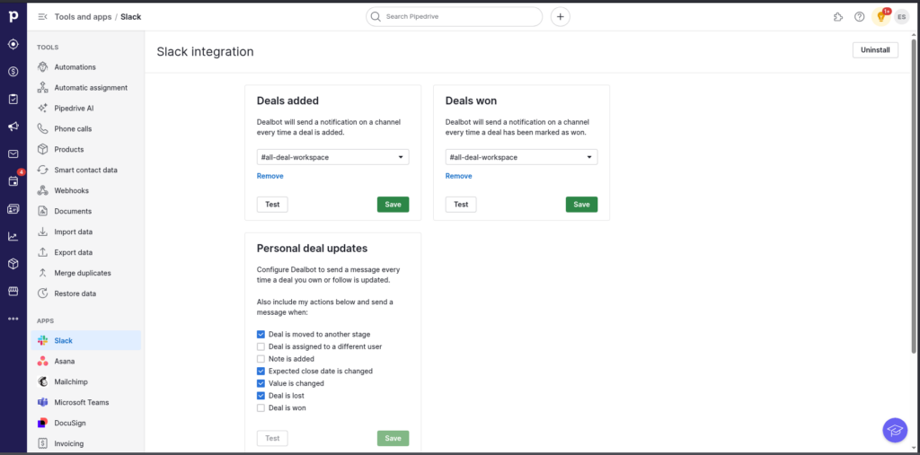 Slack integration