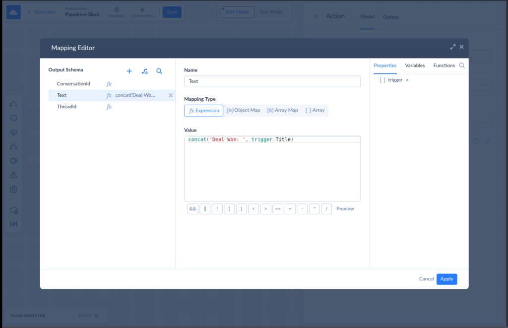 Data Mapping editor