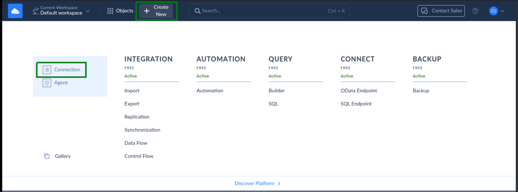 Skyvia interface