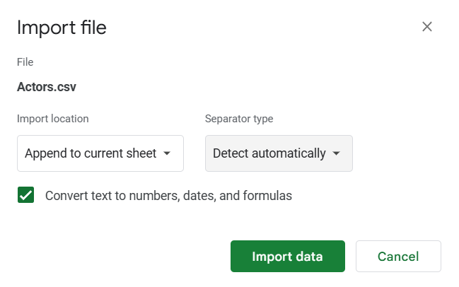 import csv file google sheets