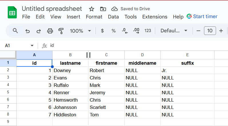 CSV import Google Sheets