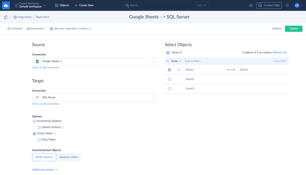 Google Sheets to SQL Server replication