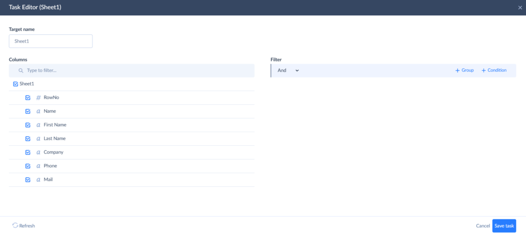 Task editor Skyvia