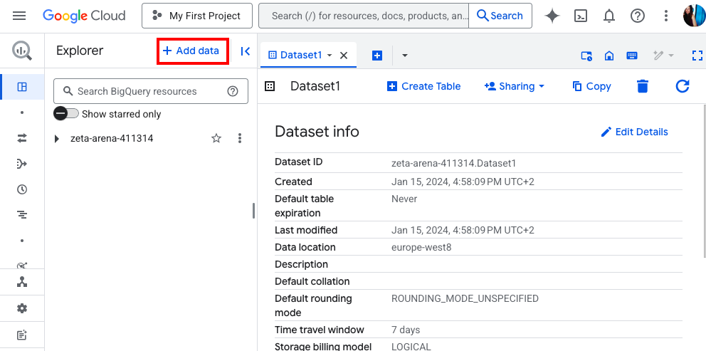 Google BigQuery Add data