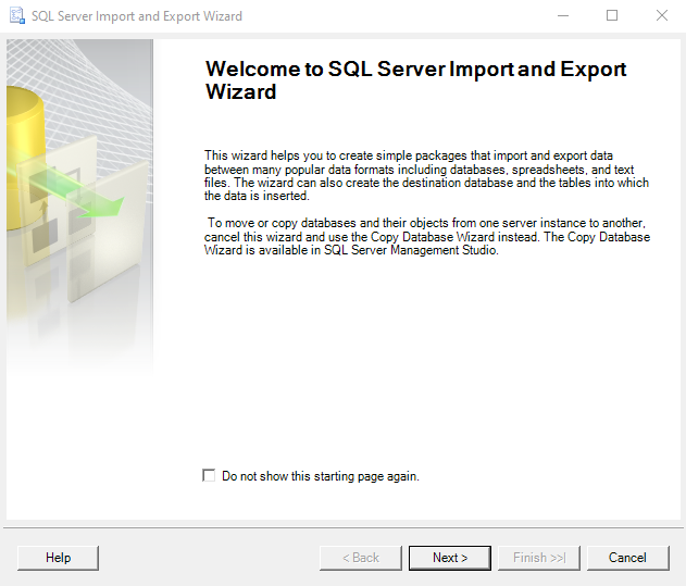 SQL Server Import and Export Wizard