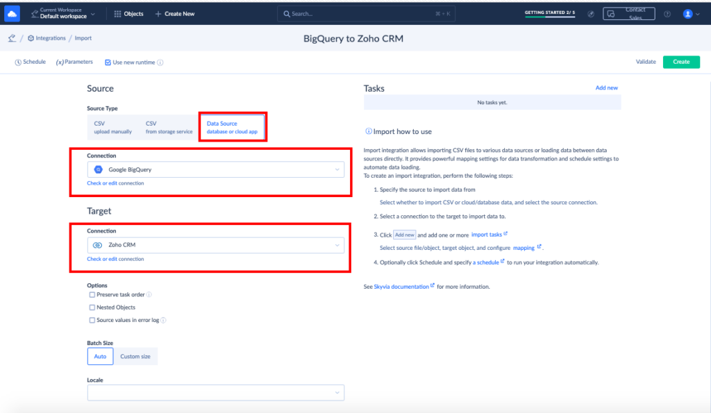 Import Google BigQuery to Zoho CRM
