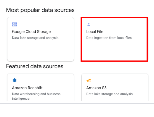 Google BigQuery popular data sources