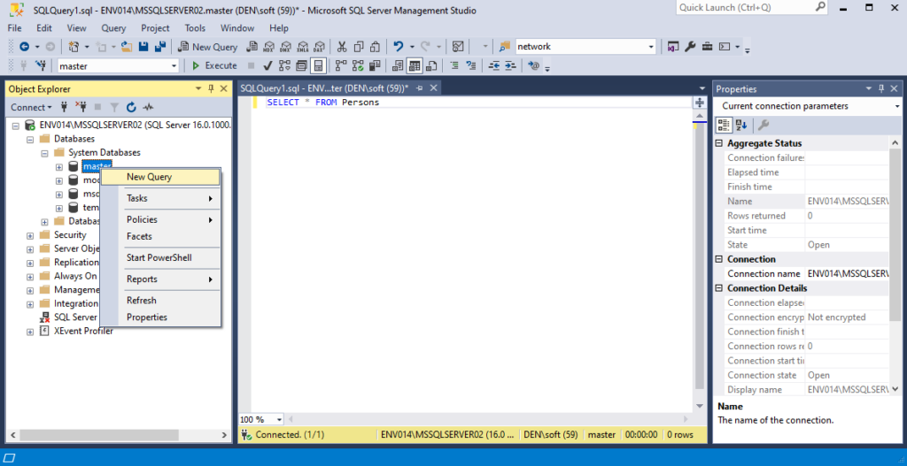 New Query SQL Server