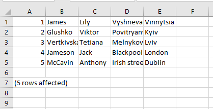 CSV file example