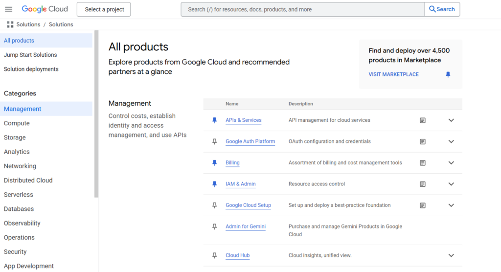 Google Cloud All products