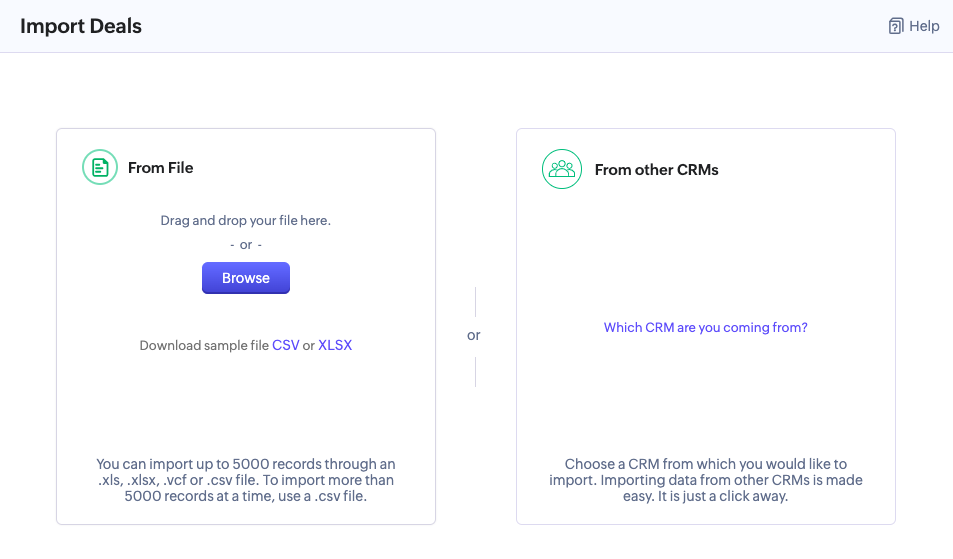 Zoho CRM Import Deals