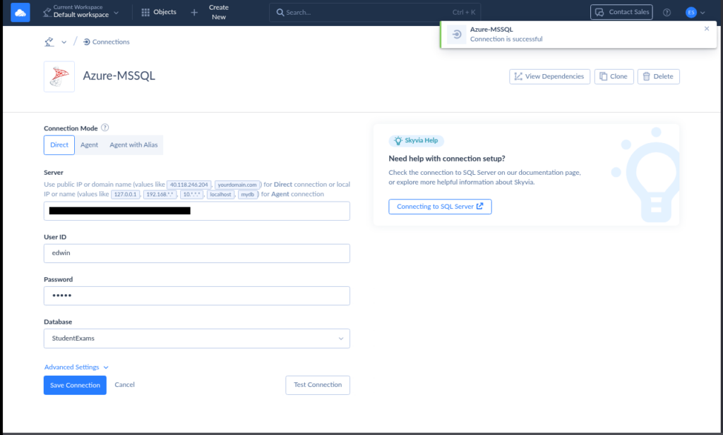 Azure MSSQL connection