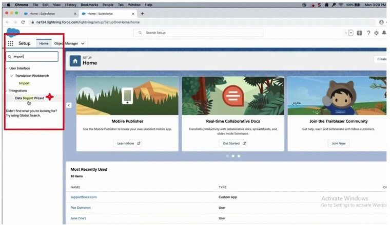 Salesforce Import