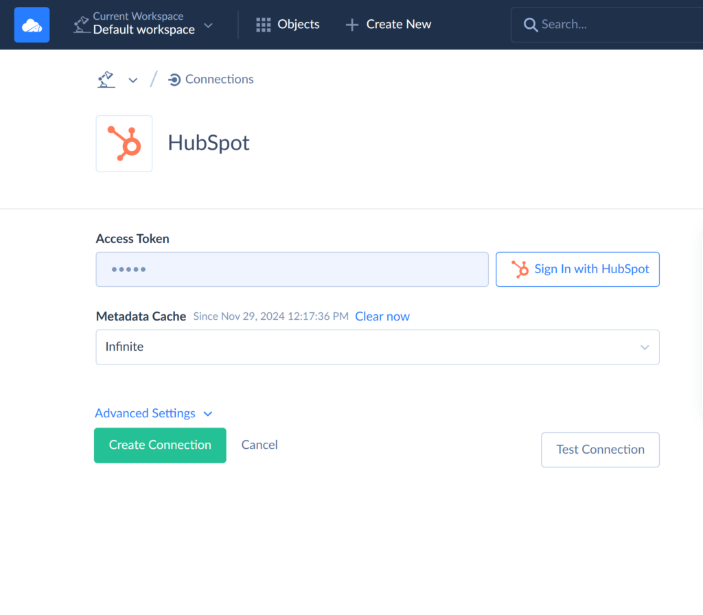 HubSpot connection