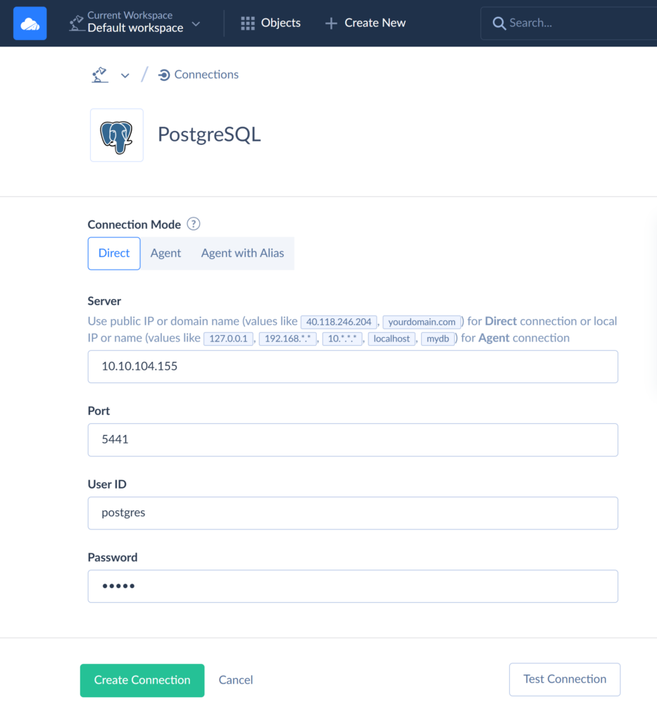 PostgreSQL connection