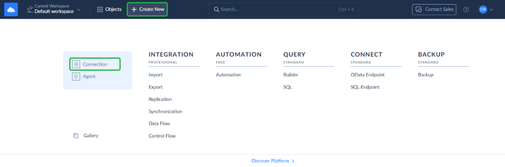 Skyvia interface