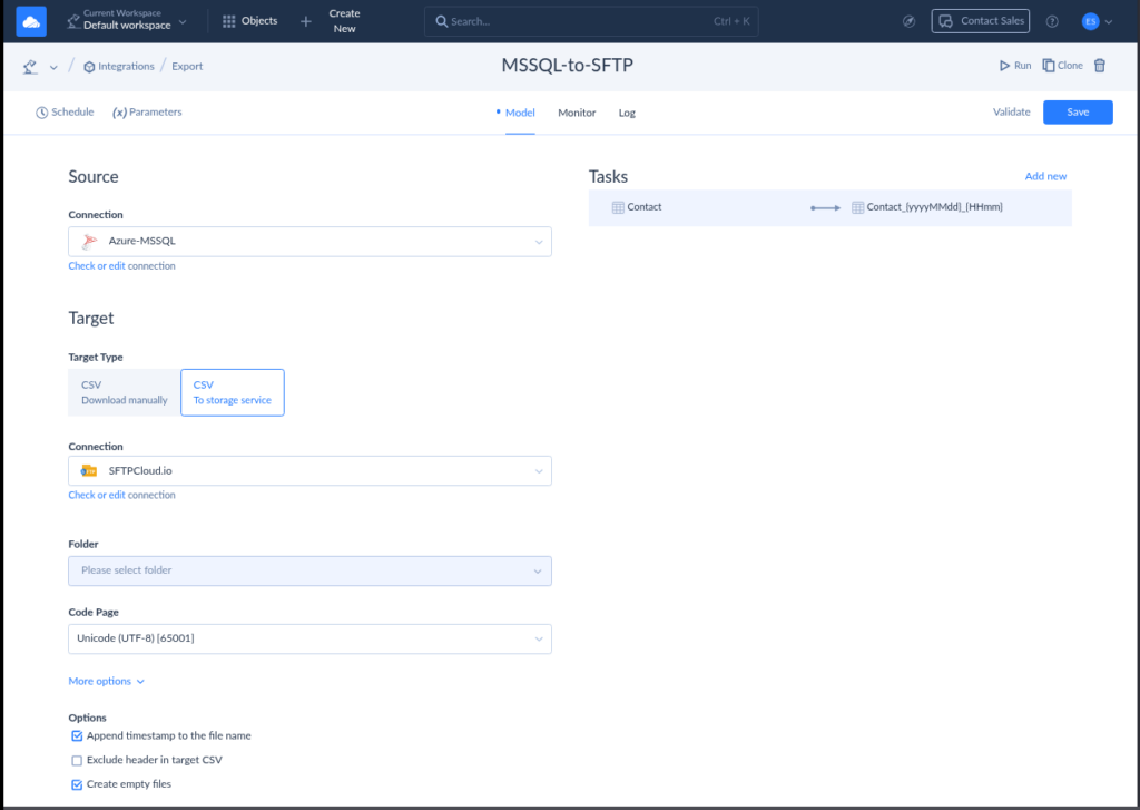 MSSQL to SFTP integration