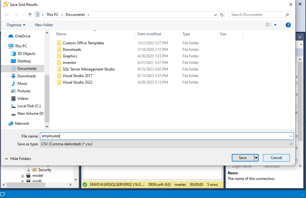 Save CSV file