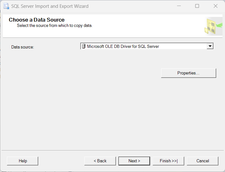 Choose a Data Source SQL Server